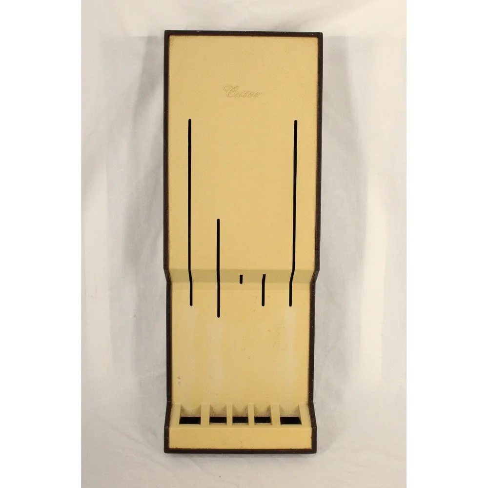Cutco Knife Storage Tray Wall Mount 5 Slot Brown Cream Plastic